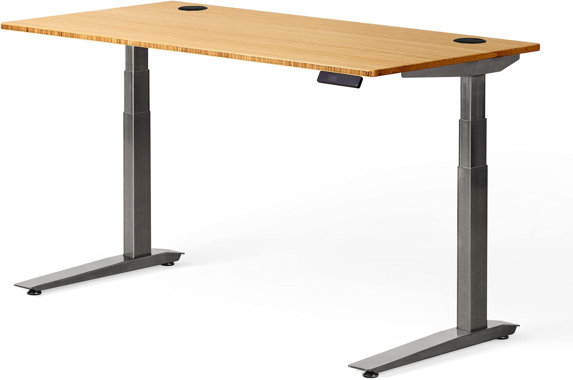 Jarvis Standing Desk Bamboo Top - Electric Adjustable Height Sit Stand Desk - 3-Stage Extended Range Frame with Memory Preset Handset Controller by Fully (Alloy, 120 x 80 cm)