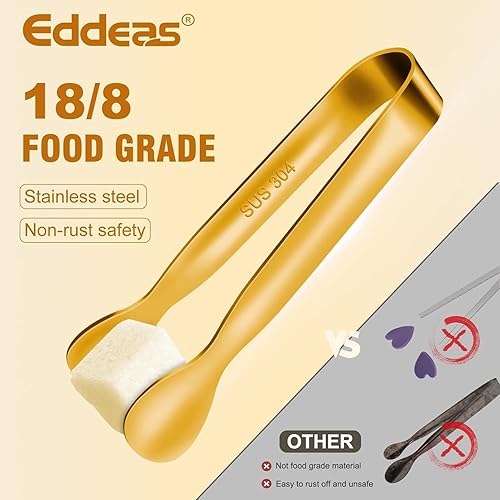 Vista 2 de 12 pinzas pequeñas para servir, minipinzas doradas de 4.3 pulgadas, pinzas de cocina doradas para servir alimentos, barra de café, fiesta de té