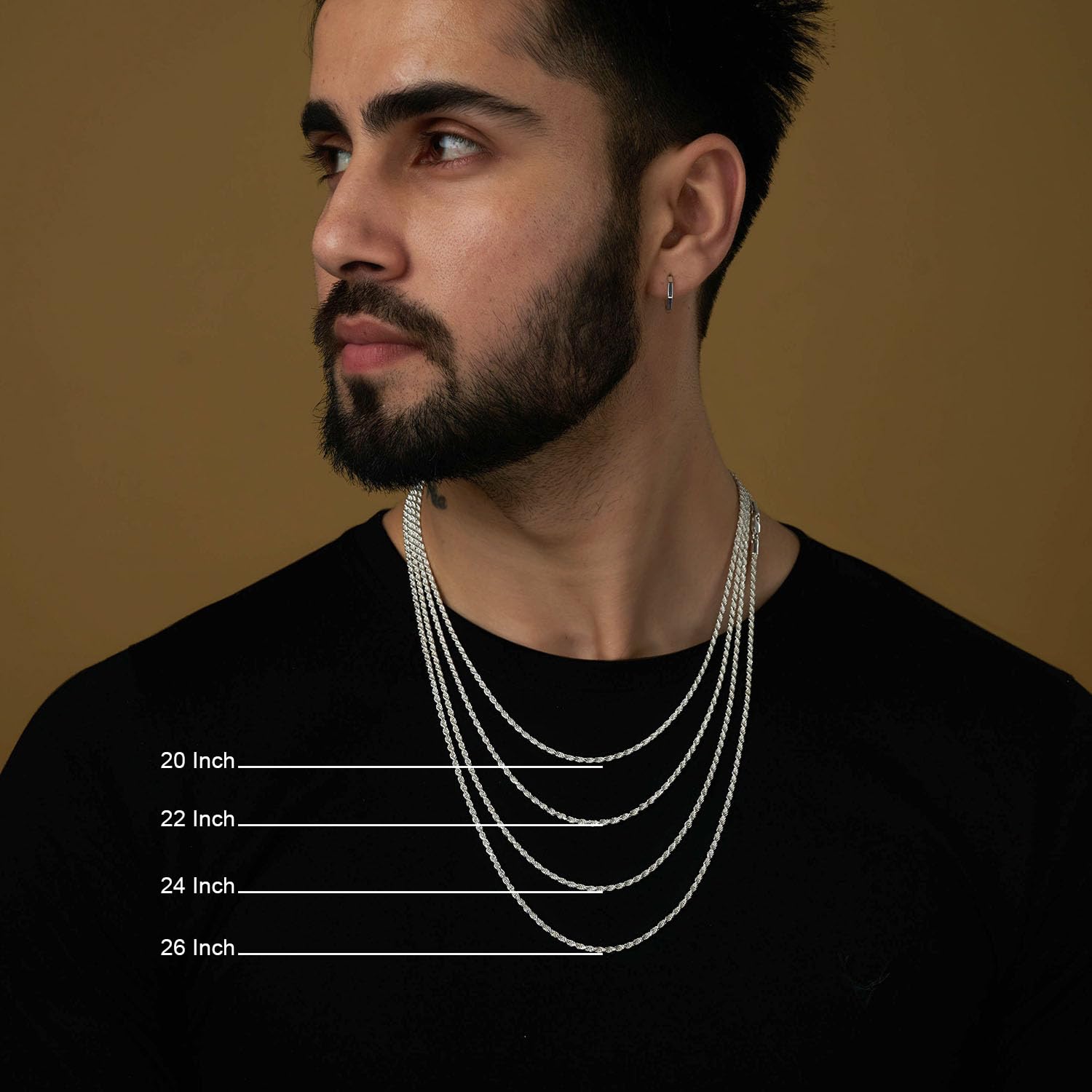 LeCalla 925 de plata de cadena Collar de eslabones de ley italiana de 2 mm y 3 mm para adolescentes, mujeres y hombres (18, 20, 22, 24 y 26 pulgadas)