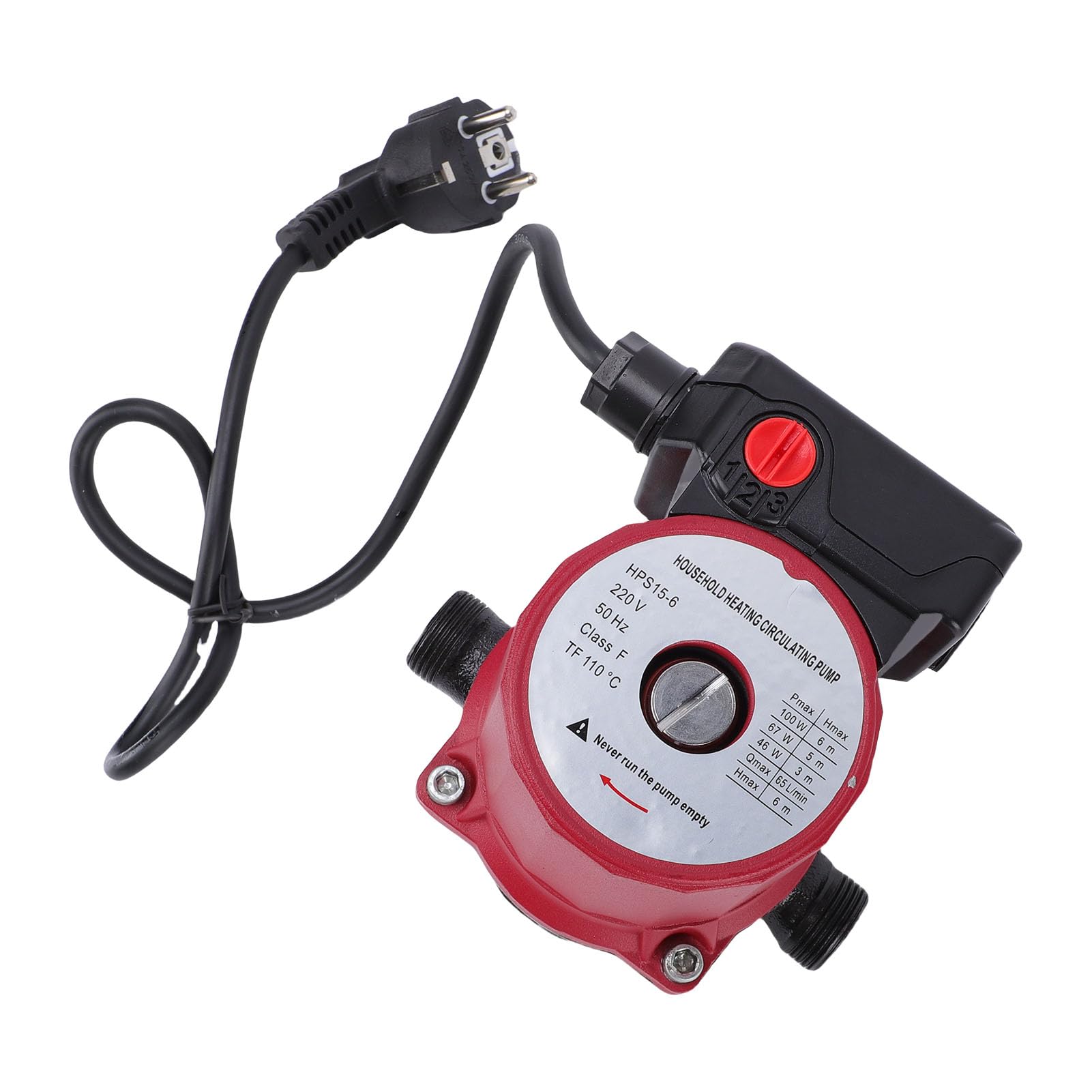 Pompa di Ricircolo Acqua Calda Pompa di Circolazione Schermata in Ghisa 3 velocità 46W 67W 100W 65L Min Testa 6m NPT Tubo da 1 Pollice per di Riscaldamento Scaldabagno (Spina europea 220 V)