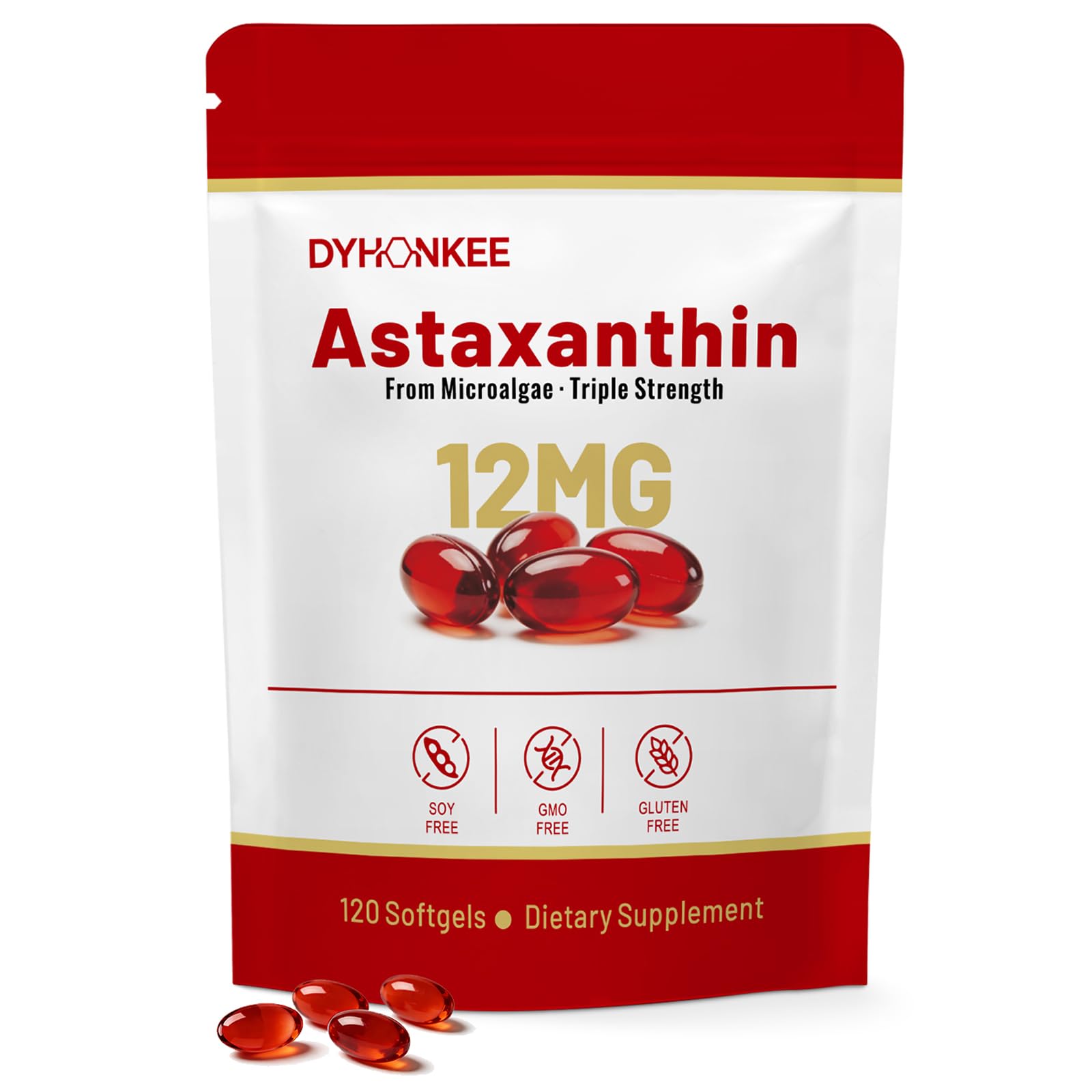 Astaxanthin 12mg, Antioxidant Support, Non-GMO, 120 Softgels