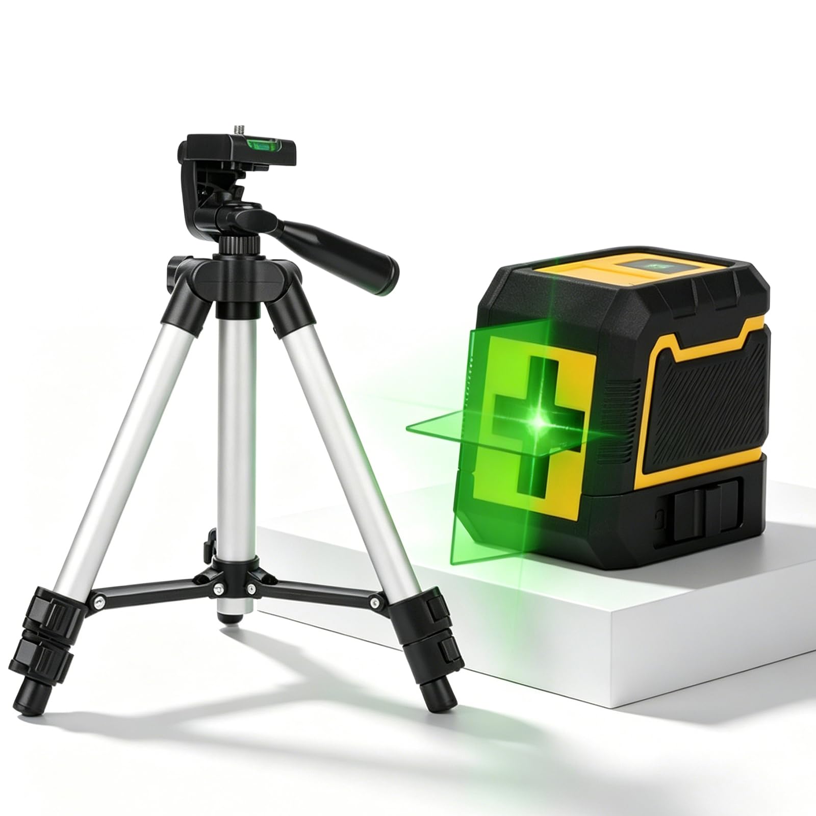 Livella laser a croce con treppiede, laser verde a croce, autolivellante a 360°, laserverticale e orizzontale, portata 30 m, lasera croce per interni ed esterni, fai da te