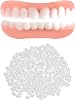 2 Pcs False Clip On Teeth, Snap On Veneers Set for Upper & Lower Jaws, Dentures Silicone, Natural Looking Instant Smile Enhancer, Comfort Fit Cosmetic Fake Teeth Men Women White Artificial Fake Tooth