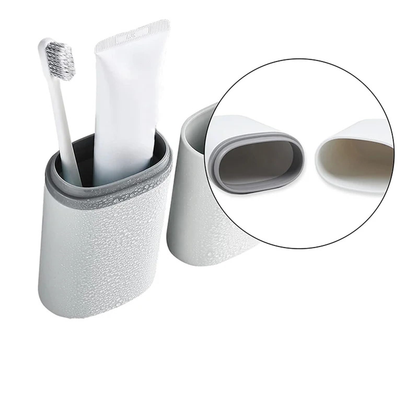 Portaspazzolino 3 pezzi tazza for denti custodia for spazzolino portatile collutorio scatola di immagazzinaggio viaggio campeggio kit dentale lavaggio bagno protettiva(Grey)