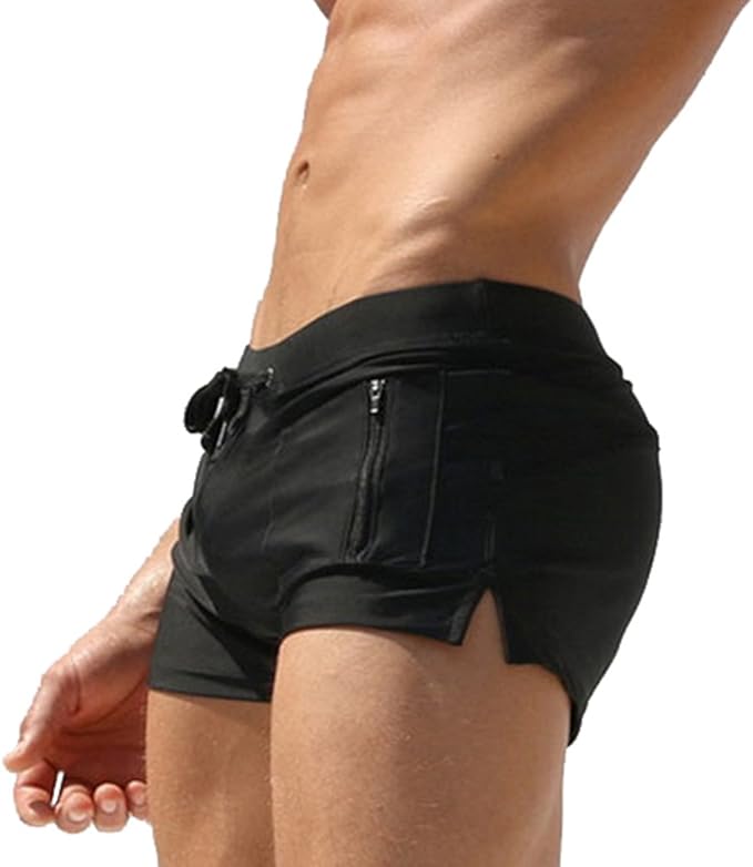 TONLEN Mens Swimwear Short Swim Trunks with Zipper Pocket