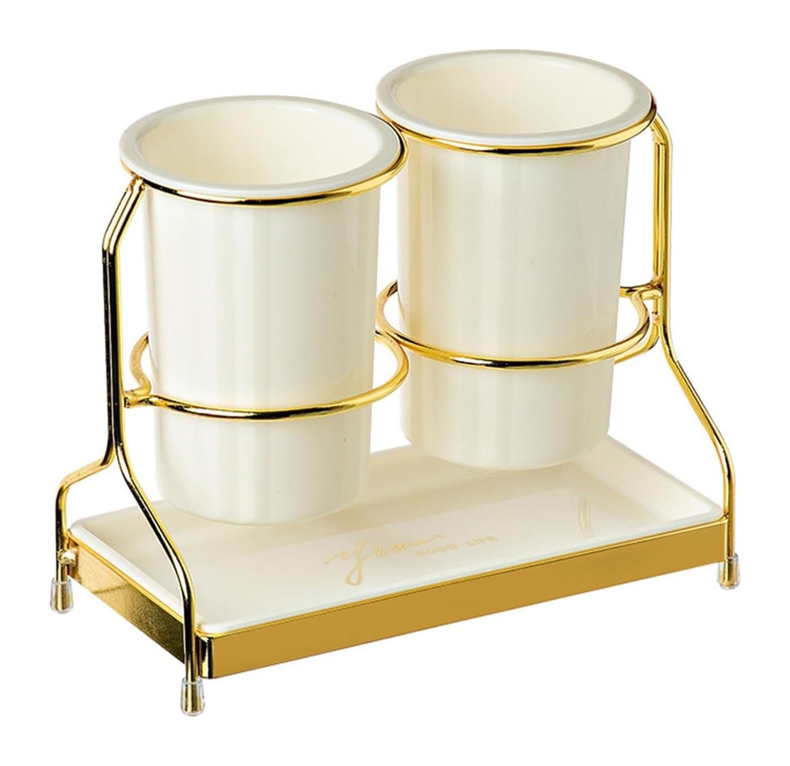 Küchenutensilienhalter, Utensilien-Organizer, 2-teiliger Geschirr-Caddy mit Metallgestell, Utensilienhalter, Besteck-Caddy, Besteck-Aufbewahrungs-Organizer, Utensilien-Aufbewahrungshalter(White)