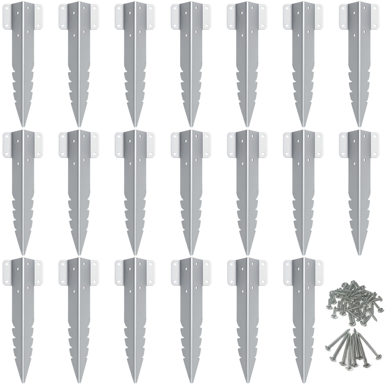Hzxy Railway Sleeper Brackets, 20Pack Heavy Duty Metal Garden Sleeper Stakes for Garden Edging, Galvanised Steel Serrated Railway Sleeper Stakes Fixings for Timber Raised Beds, Screws Included