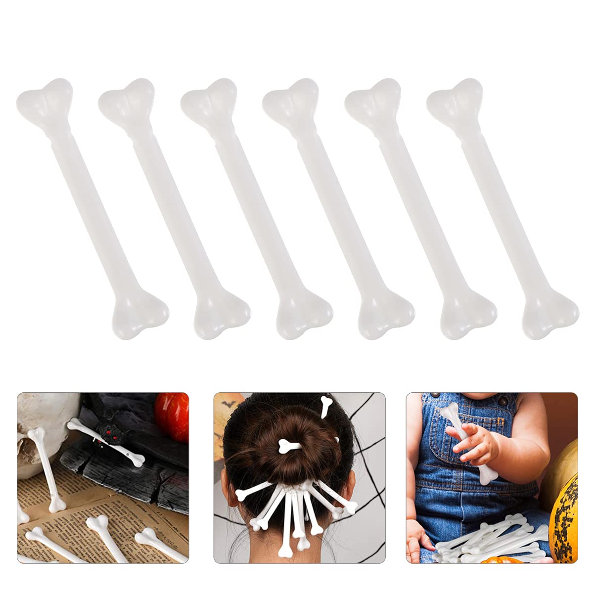 Kunststoff-Knochen Set – 6 Stück, Ca. 22 Cm Lang, Weiß, Für Halloween-Deko, Cosplay & Partys
