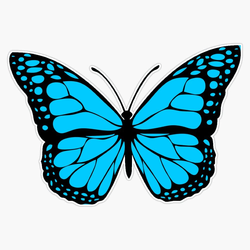 Blue Butterfly Vinyl Sticker Waterproof Bumper Sticker Laptop Window Decal 5inch (LEU3-SM-STICKERS-3960)