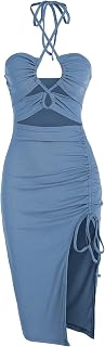 ZAFUL Women's Sleeveless Dress Sexy Midi Halter Dresses Criss Cross Cami Womens Casual Clothes for Party