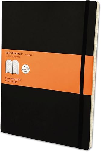 Moleskine MSX14 - Cuaderno clásico de tapa blanda a rayas, 10 x 7 1/2, cubierta negra, 192 hojas
