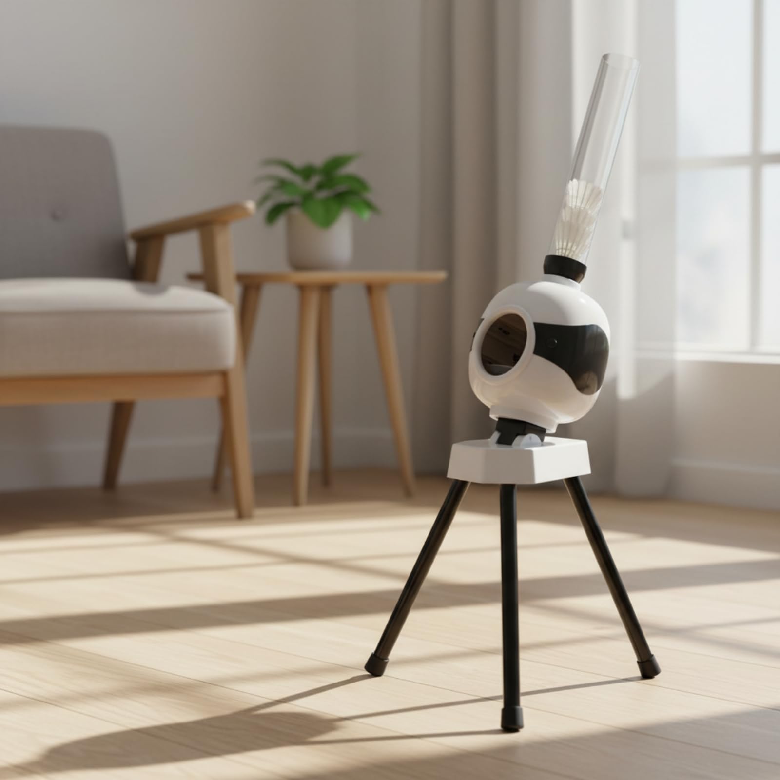 Dispositivo Allenamento Badminton, Modello con Telecomando, Regolazione della Distanza E Frequenza di Lancio, Funzione Pallina Casuale E Pallina Corta/Lunga | Portatile, Macchina Automatica per Servire Badminton, Regolabile, Attrezzatura Sportiva, Casa, P