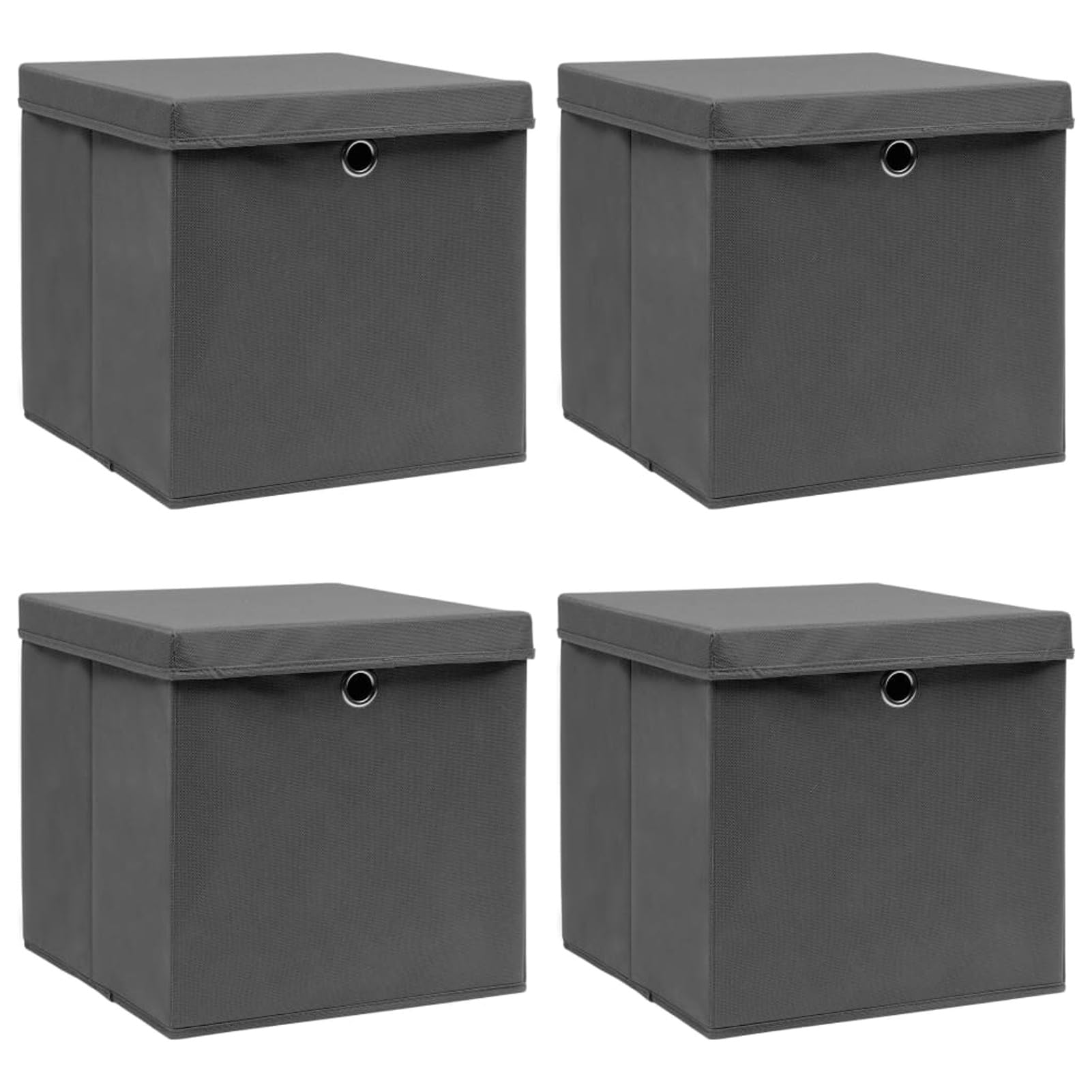 Aufbewahrungsboxen mit Deckel 4 Stk Spielzeugkiste, Aufbewahrungskiste, Kleideraufbewahrung, Kleideraufbewahrung & Organisation, Grau 32×32×32 cm Stoff