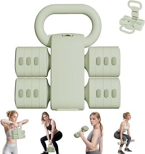 Miniatura 1 de Juego de pesas rusas ajustables, juegos de pesas rusas 4 en 1 (5.5 libras, 7.7 libras, 9.9 libras, 12.1 libras) para mujeres, juego de 2 mancuernas