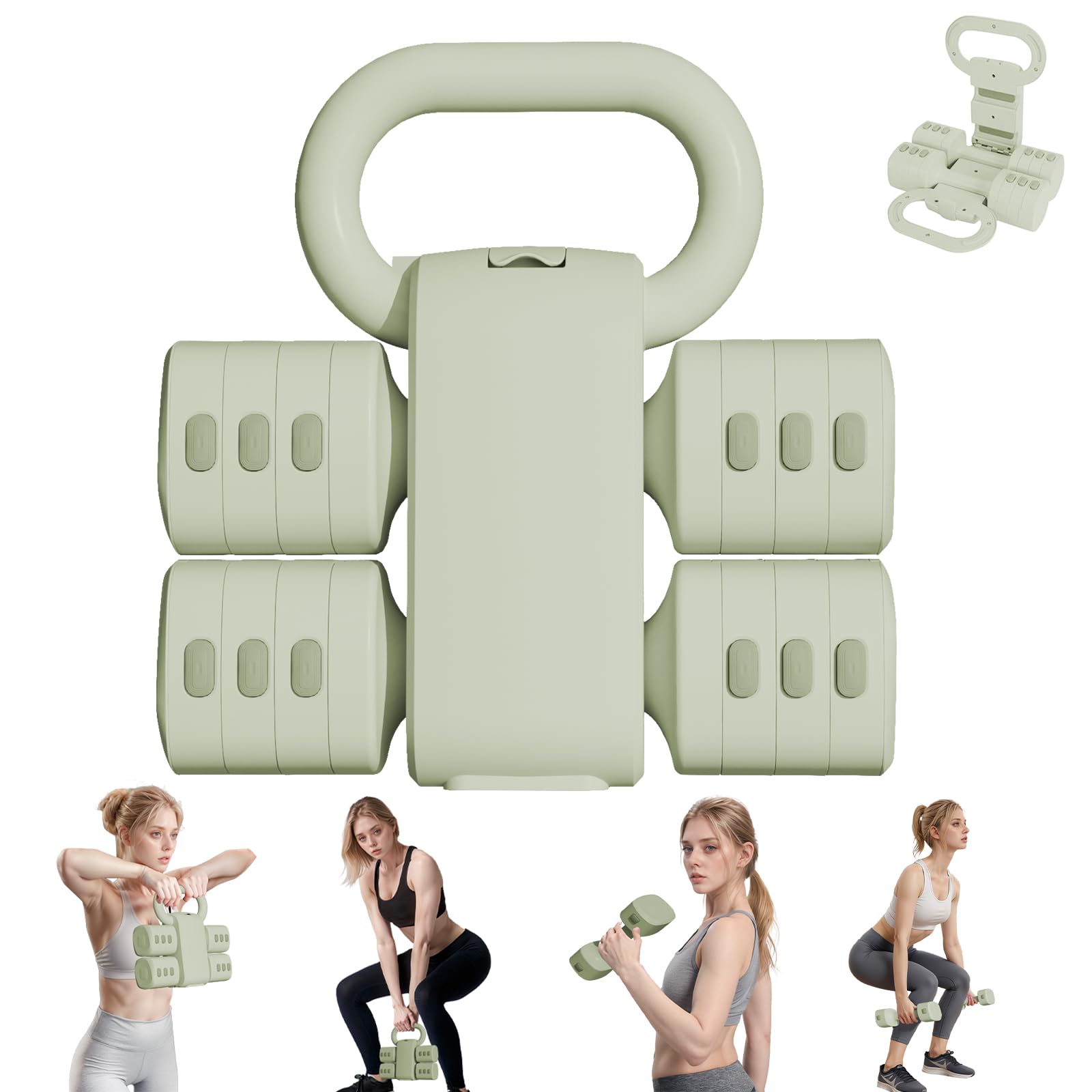 Set di kettlebell regolabili, 4 in 1, set di kettlebell (2,5 kg, 3,5 kg, 4,5 kg, 5,5 kg) per donne, set di 2 manubri per allenamento a casa, palestra, fitness