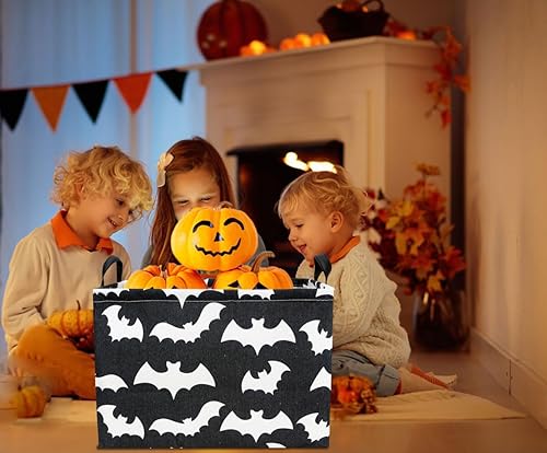 Miniatura 69 de Cesta de almacenamiento rectangular con asas, cesta de almacenamiento plegable, caja de libros, cesta de regalo (calabaza enojada)