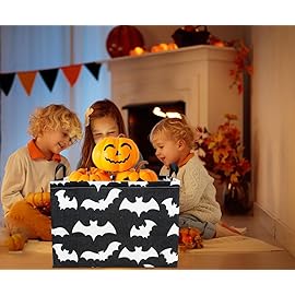 HKEC Rectangle Storage Basket with Handles,Collapsible Kids Toys Bin,Books Box,Gift Basket(Bat)