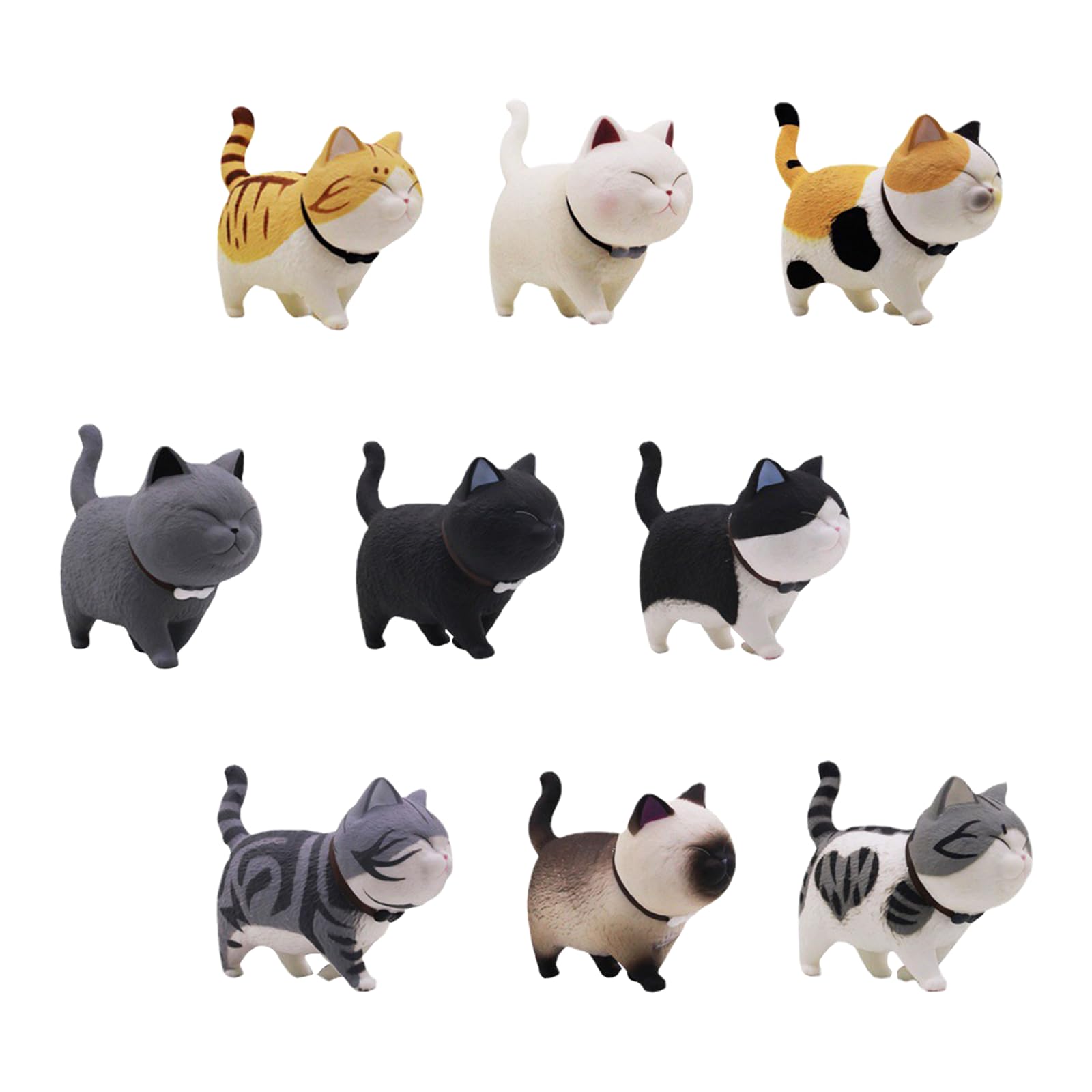 9PCS Car Cute Cat Decorations, Fun Car Rear View Mirror Ornaments, Cat Figurines Set Dashboard Decorations, Universal Auto Interior Accessories for