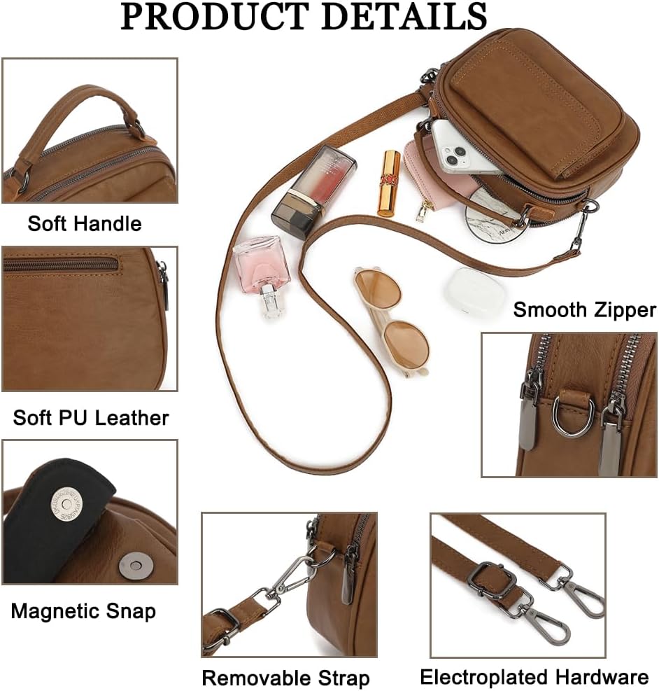 Crossbody Purses for Women Top Handle Women's Crossbody Handbags Vegan Leather Small Crossbody Bag for Travel