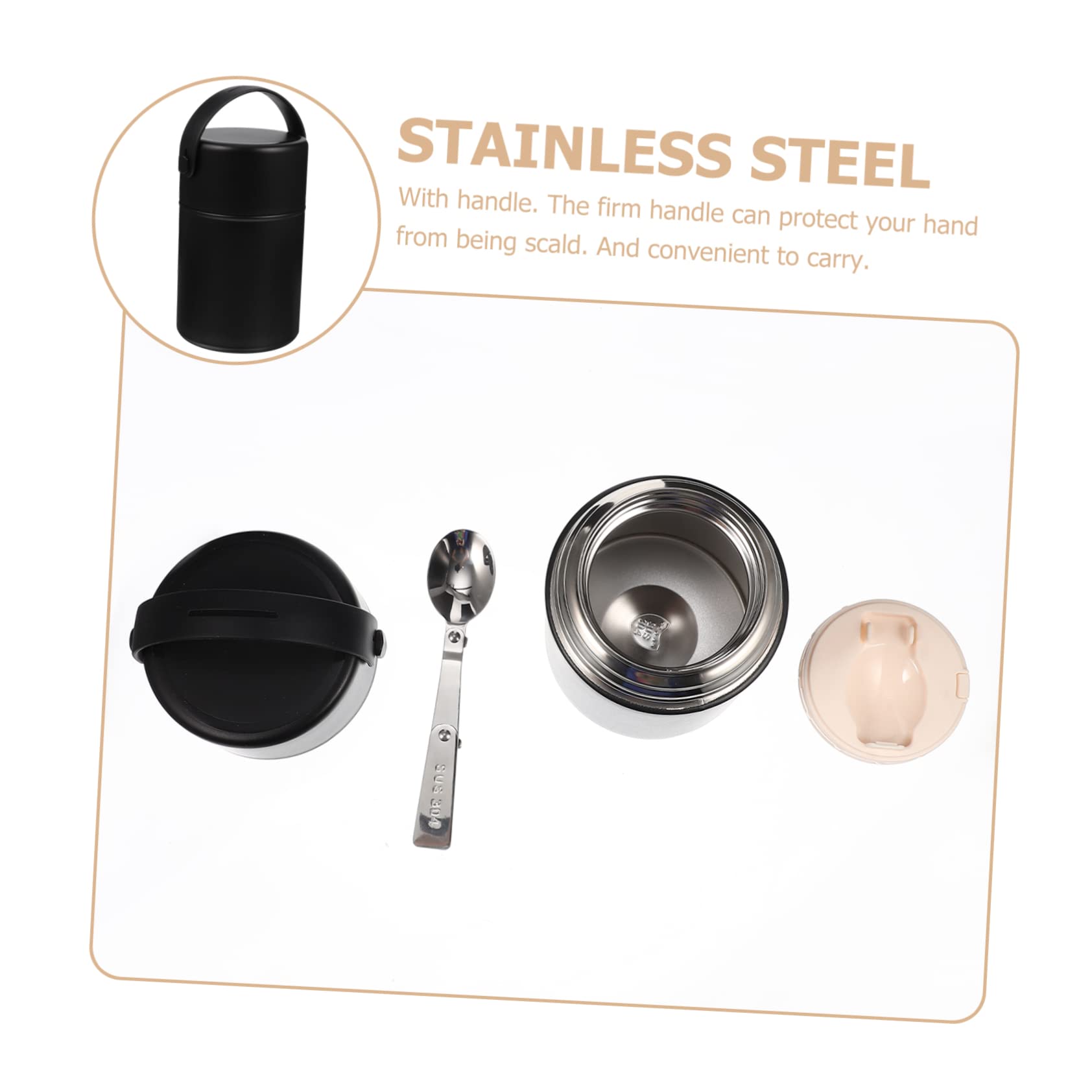 HEMOTON Contenitore Termico Nero per Alimenti in Acciaio Inox 850ml