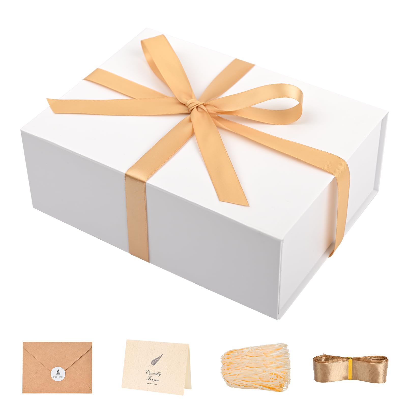 White Magnetic Gift Box with Lid 9.5 x 7 x 3.5 inch for Wedding Presents