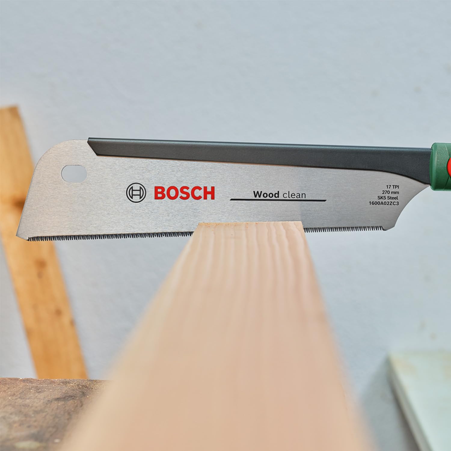 Bosch Scie japonaise Dozuki 270 mm (scie à tirer pr coupes droites précises dans bois/plastique ; lame acier SK5 flexible ; dents fines ; 17 TPI ; poignée Softgrip extra longue)