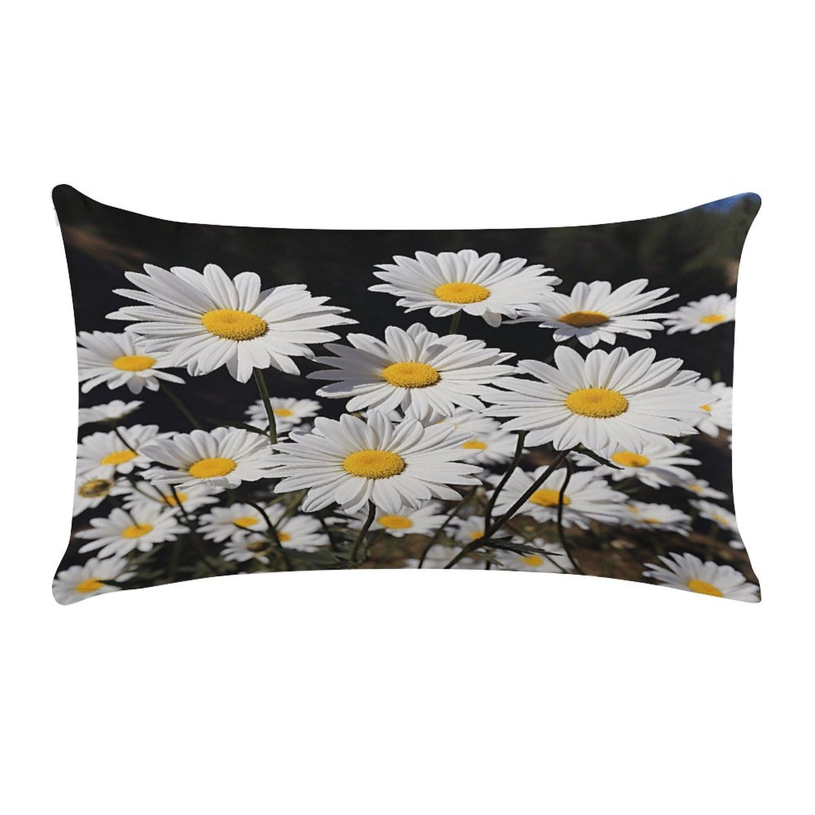VstaDank White Daisy Throw Pillow Cover Rectangular Lumbar Throw Pillow Case Soft Farmhouse Accent Decorative Cushion Cases Short Plush Pillowcase with Zipper 12 X 20 Inch