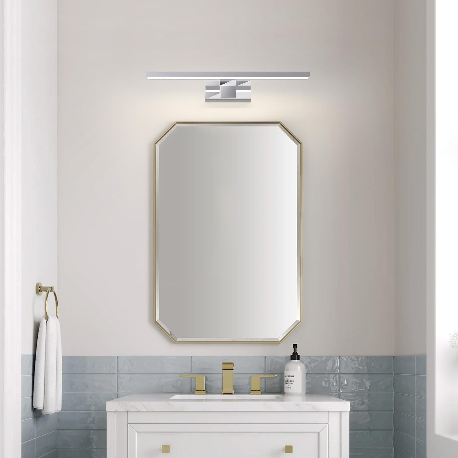 Spiegelleuchte Bad Led Spiegellampe - 12W Wandlampe Badezimmer Lampe | Neutralweiße Lichtfarbe 4000K Spiegel Wandleuchte 60cm Modern Chrom Badlampe Spiegelschrank Beleuchtung