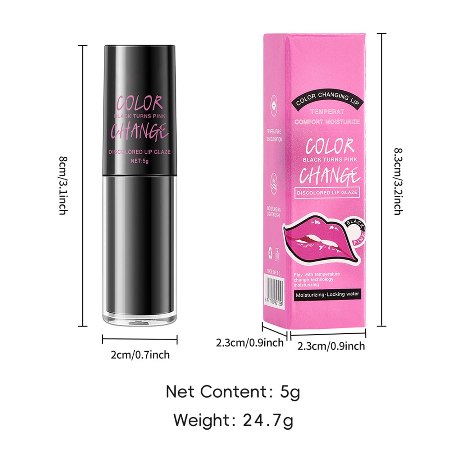 Brillo labial con cambio de color rosa, aceite labial hidratante y de alto brillo, bálsamo labial hidratante con acabado natural que adapta el color, compacto y apto para viajes, juego de maquillaje 6