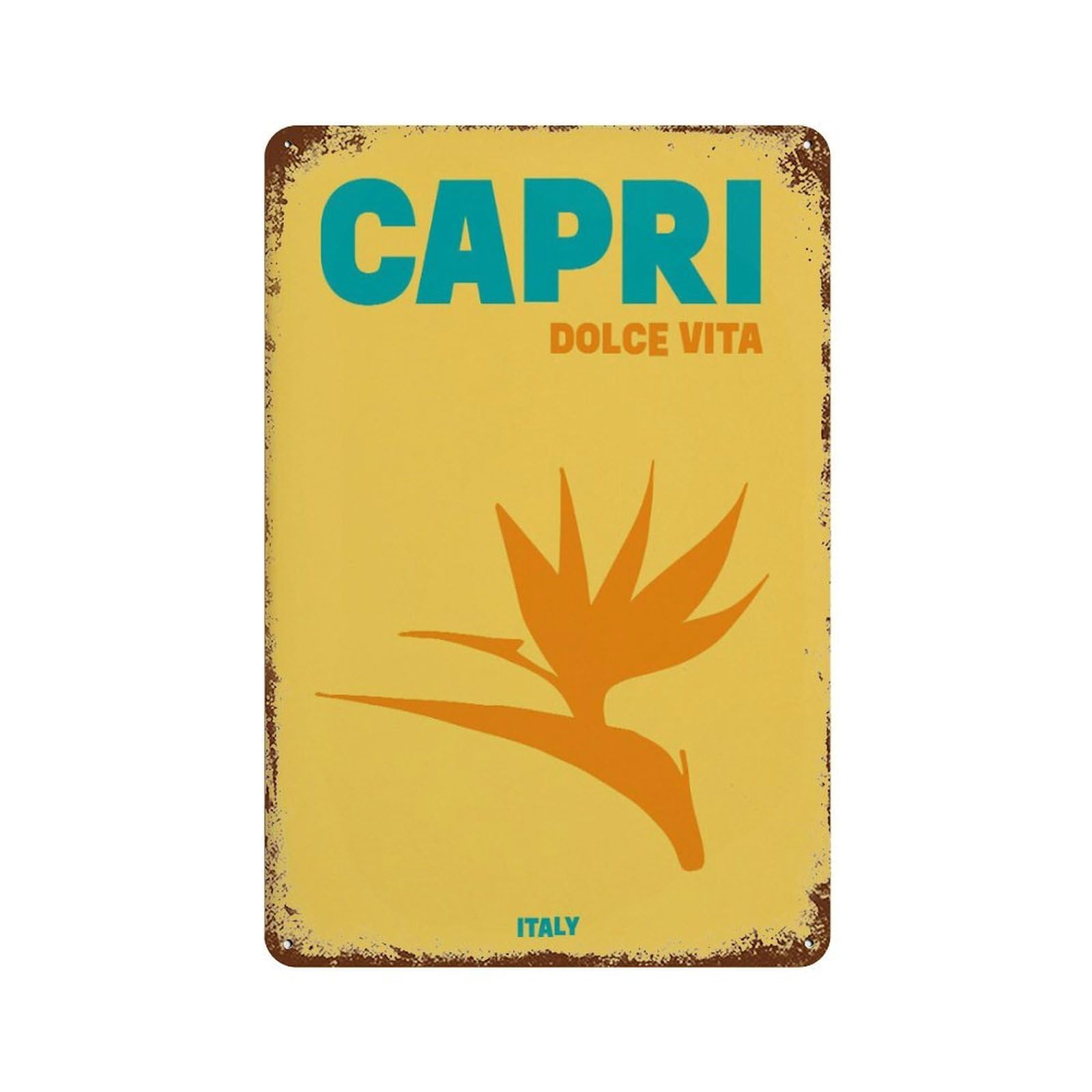 xiaoxiaoshen Capri Dolce Vita Italy Travel Wall Decor Art Metal Tin Poster Modern Home Decor Art Home Bar Shop Decorations Vintage Sign 30x20cm
