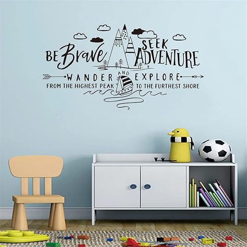 Miniatura 3 de Adventure Awaits - Calcomanías de pared para habitaciones de niños, calcomanías extraíbles de PVC valientes para guarderías y salas de juegos,