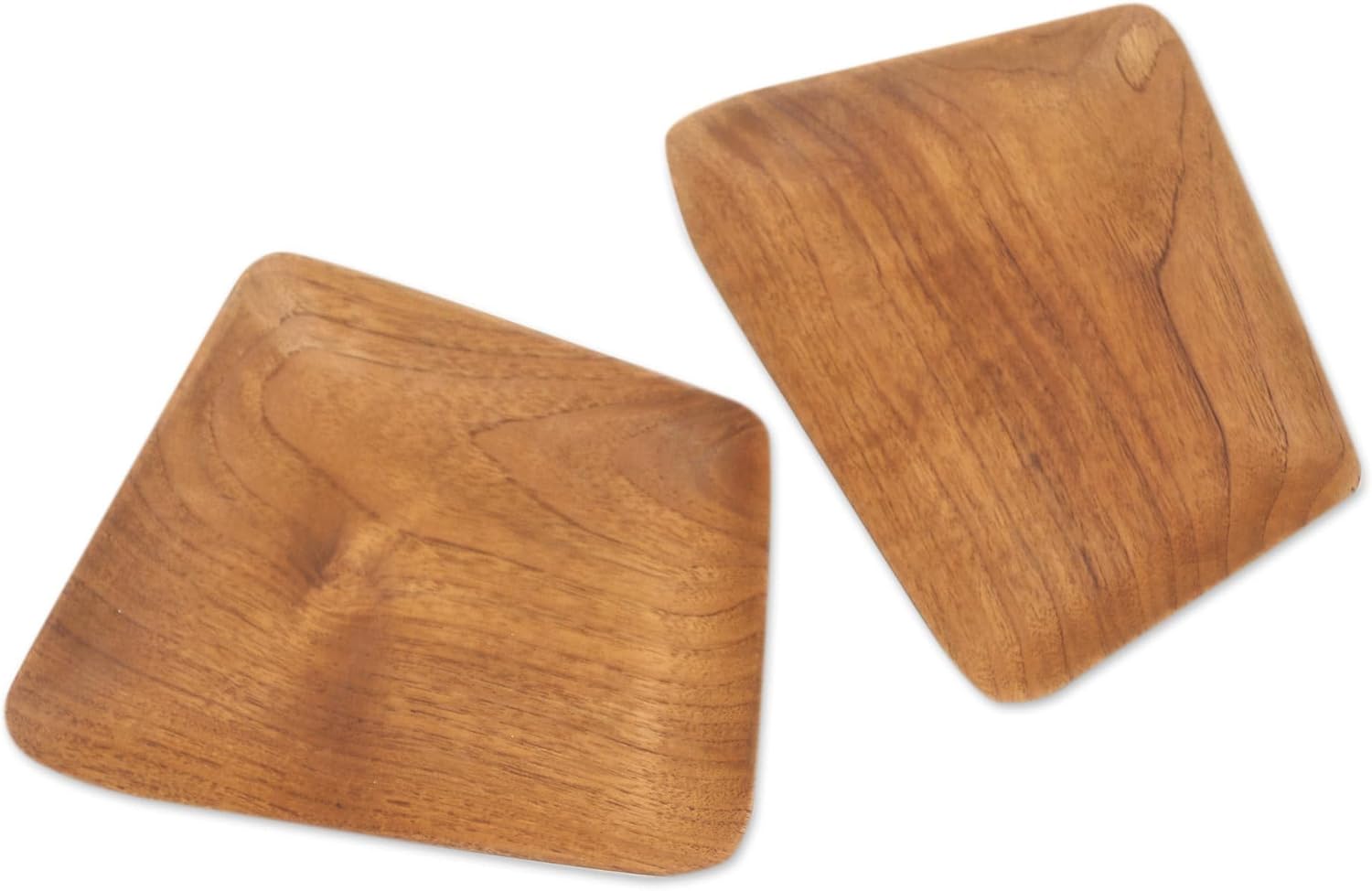NOVICA Artisan Handcrafted Teak Wood Sushi Plates Rectangular Pair Brown Indonesia Tableware Serveware Serving Natural Materials [ 0.8in H x 10.25in W x 8.25in D] ' Parallelogram Platter' Pair