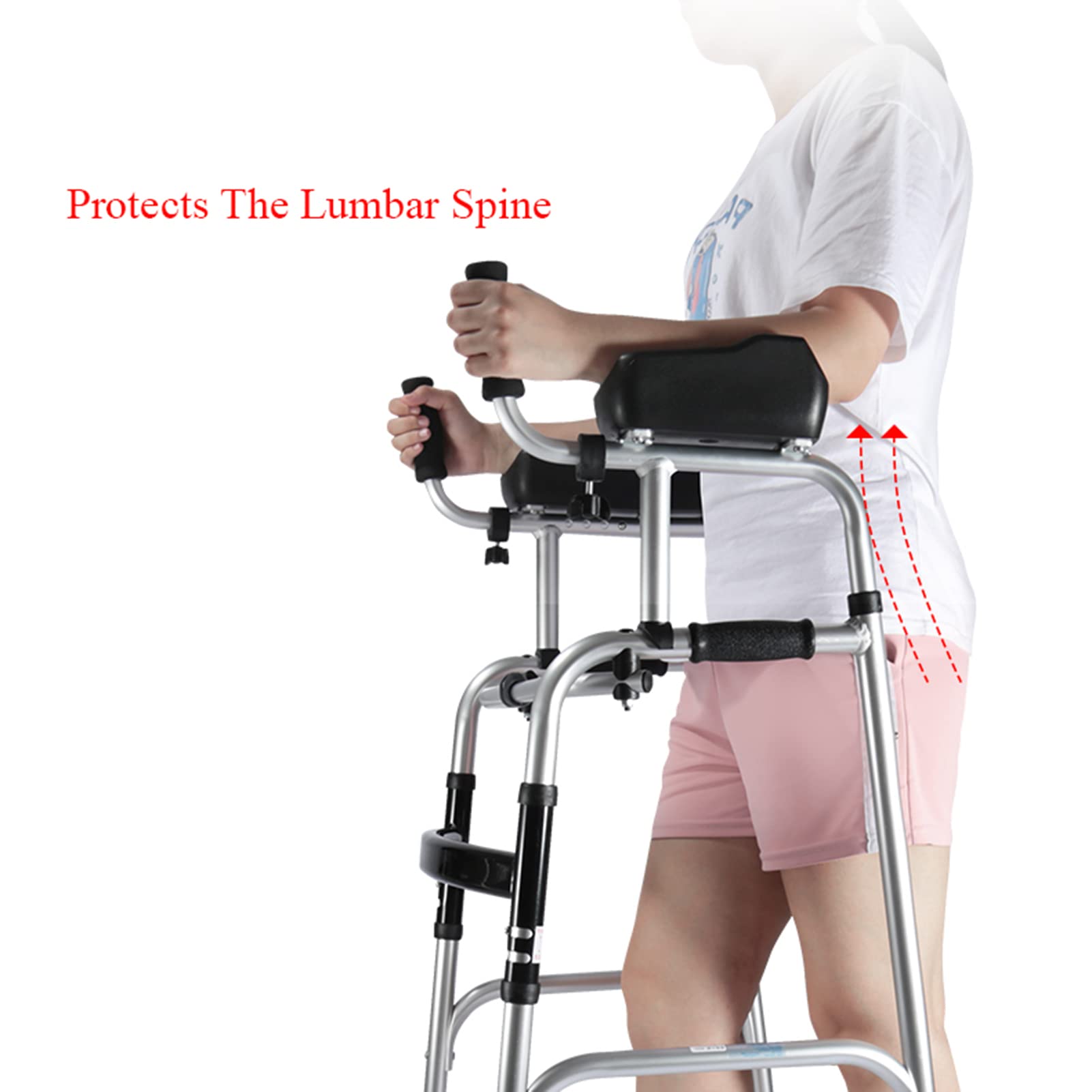 Andador con Frenos, Andador Ligero Plegable de 4 Ruedas con Asiento Acolchado, Andador para Ancianos con Almohadilla para reposabrazos