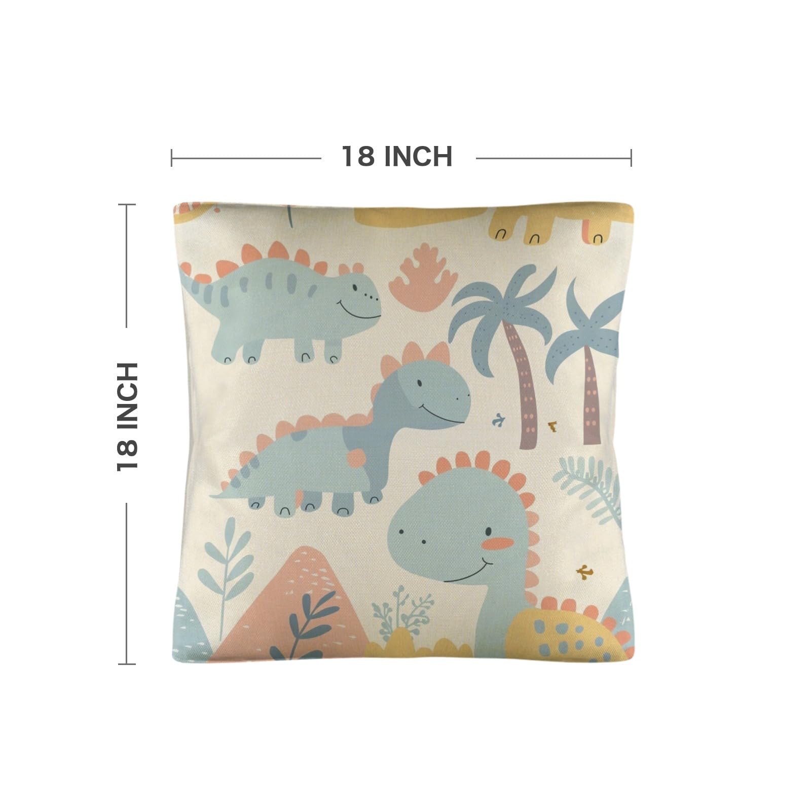 EtherSpher Childlike Cartoon Dinosaur Blue Decorative Satin Pillowcase Zipper Pillow Cases Soft and Cozy Pillow case Twin 18x18