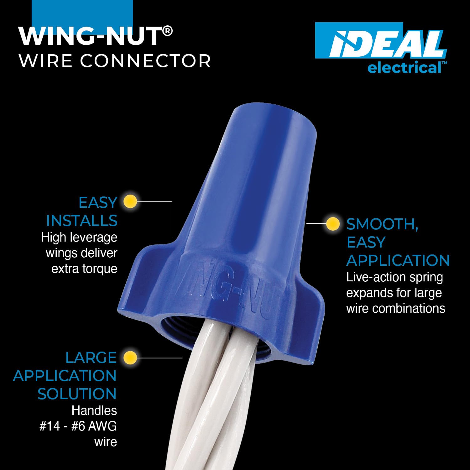IDEAL INDUSTRIES INC. 30-454 Wing-Nut 454 Wire Connector, Blue