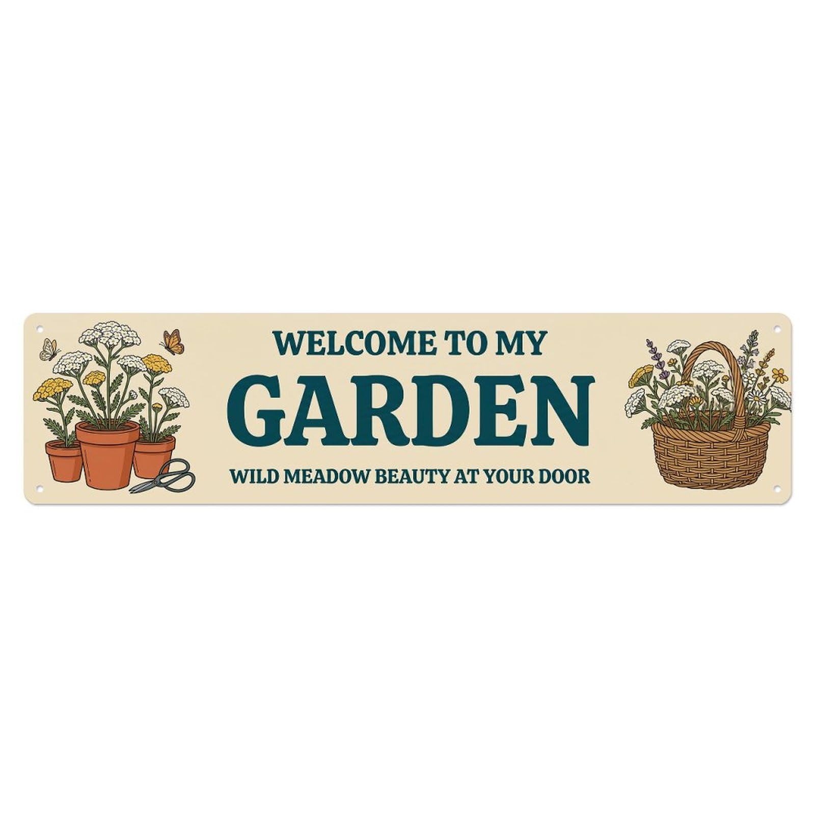 Retro Garden Welcome Yarrow Wildflower Meadow Metal Tin Sign