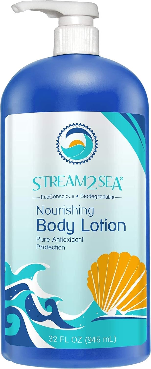 Stream2Sea Nourishing Body Lotion, Conditioning Shampoo & Body Wash, Leave-In Conditioner, SPF 20 Mineral Sport Sunscreen - Natural Protection for Skin, Hair & Body - Paraben free and Sulfate free
