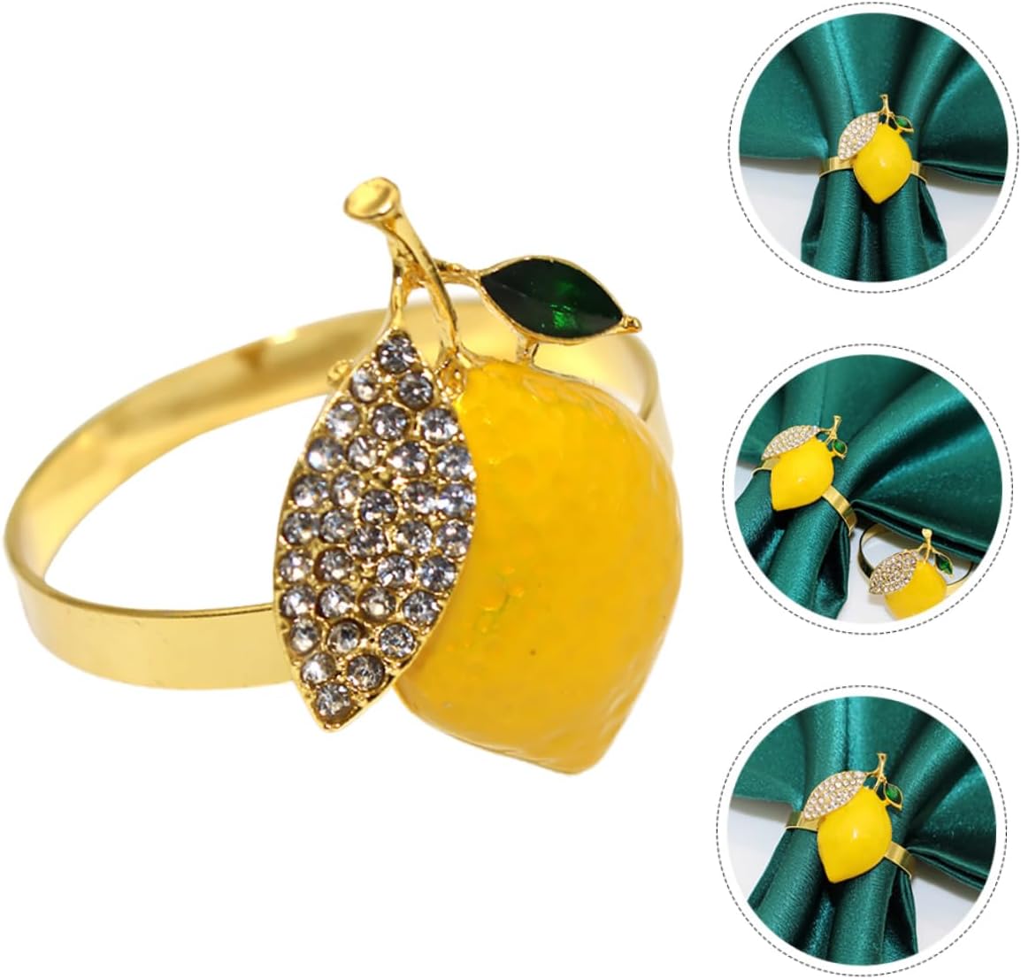 4pcs Lemon Napkin Charming Rhinestone Fruit Serviette Buckles for Weddings Parties Everyday Dining Design Easy to Clean Adorable Table Decor