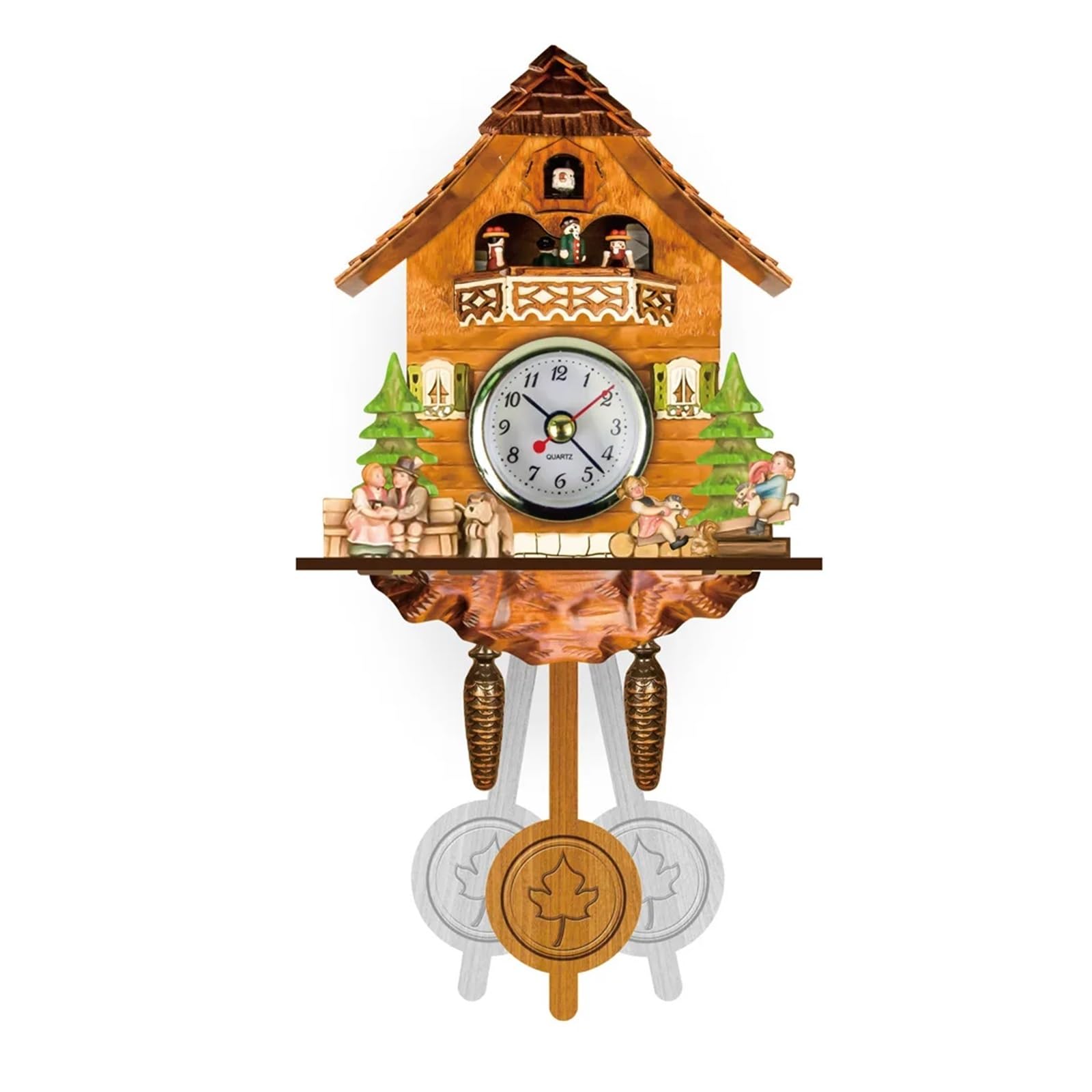 Gsclz Color-17 Wall Clock Chimes Cuckoo Vintage Wooden Clocks Sitting Room For Wall Art Home Office Decoration(Color-17)