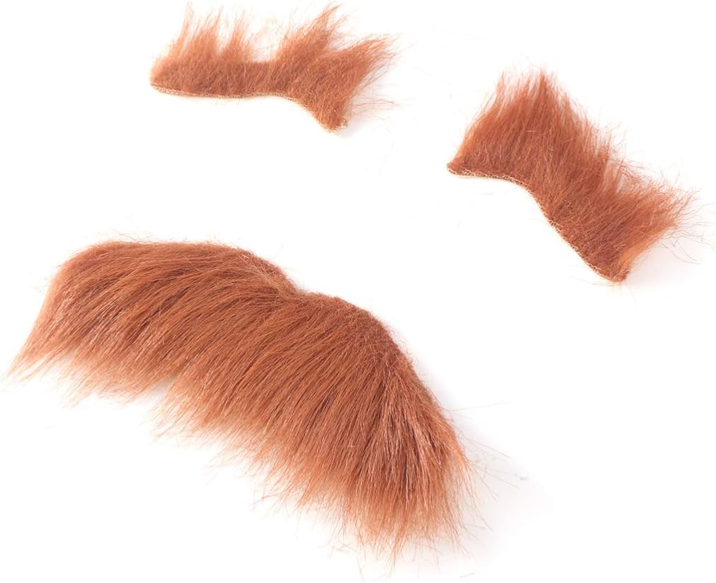 Amosfun 3pcsthree-Piece Man Party Funny Moustache Women Beards up Christmas Disguise Dress Artificial Fake Makeup Facial Halloween Brown Birthday on Kit, for False Novelty Stick Hair : Clothing, Shoes & Jewelry