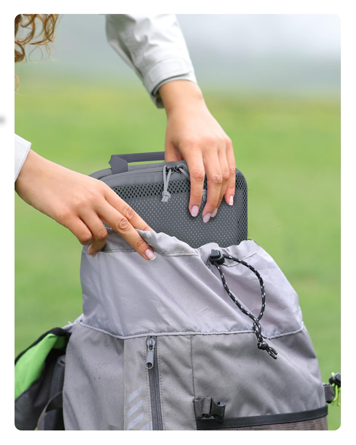 ECOHUB Compresión Organizadores para Maletas, 4 Piezas Bolsas de Viaje Recicladas para Mochila con Etiqueta, Organizador Resistente a Desgarros para Equipaje de Mano,Gris