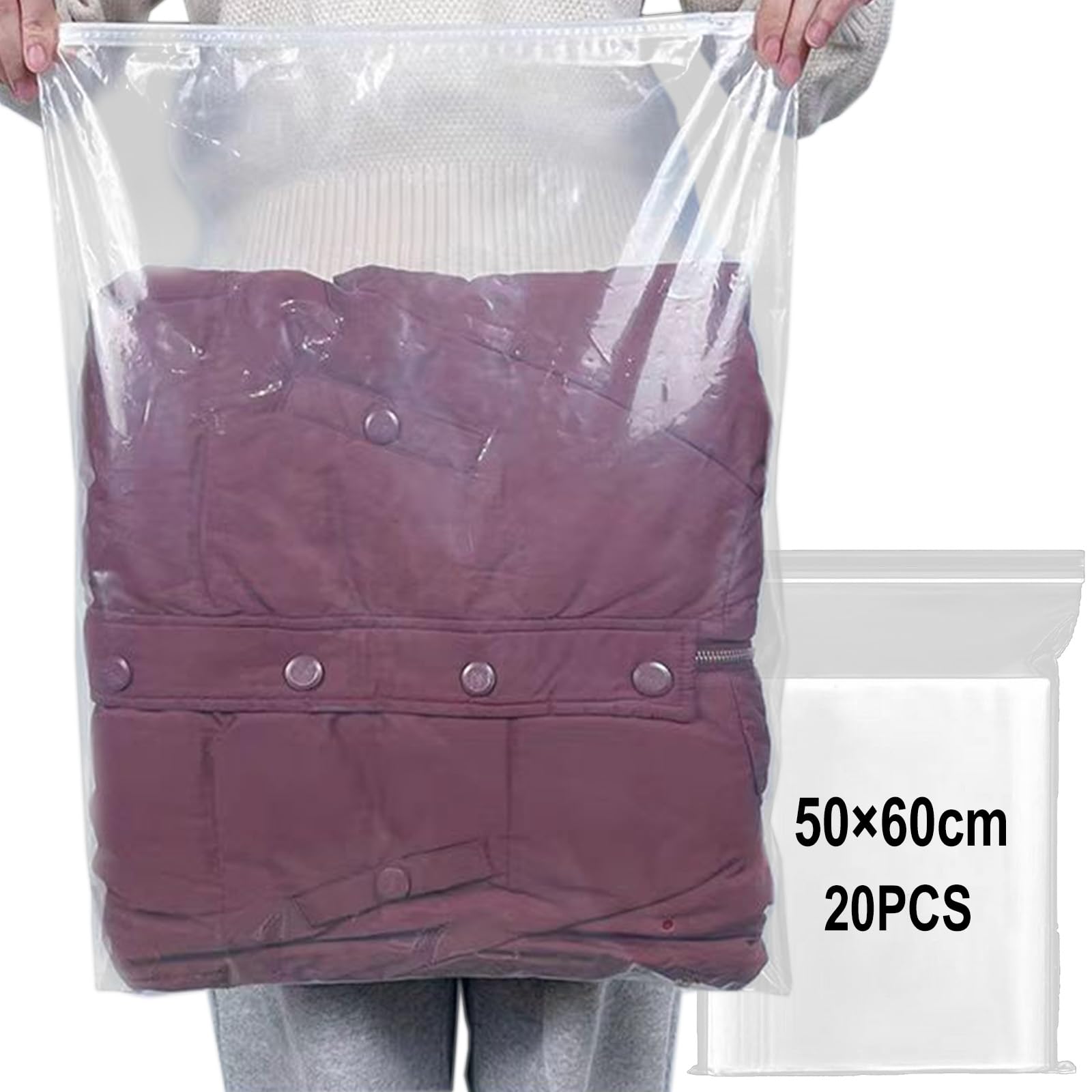 GESDYO 20PCS Large Travel Clothes Clear Seal Bags Waterproof Luggage Organiser Resealable Travel Storage Bags Apply to Quilts