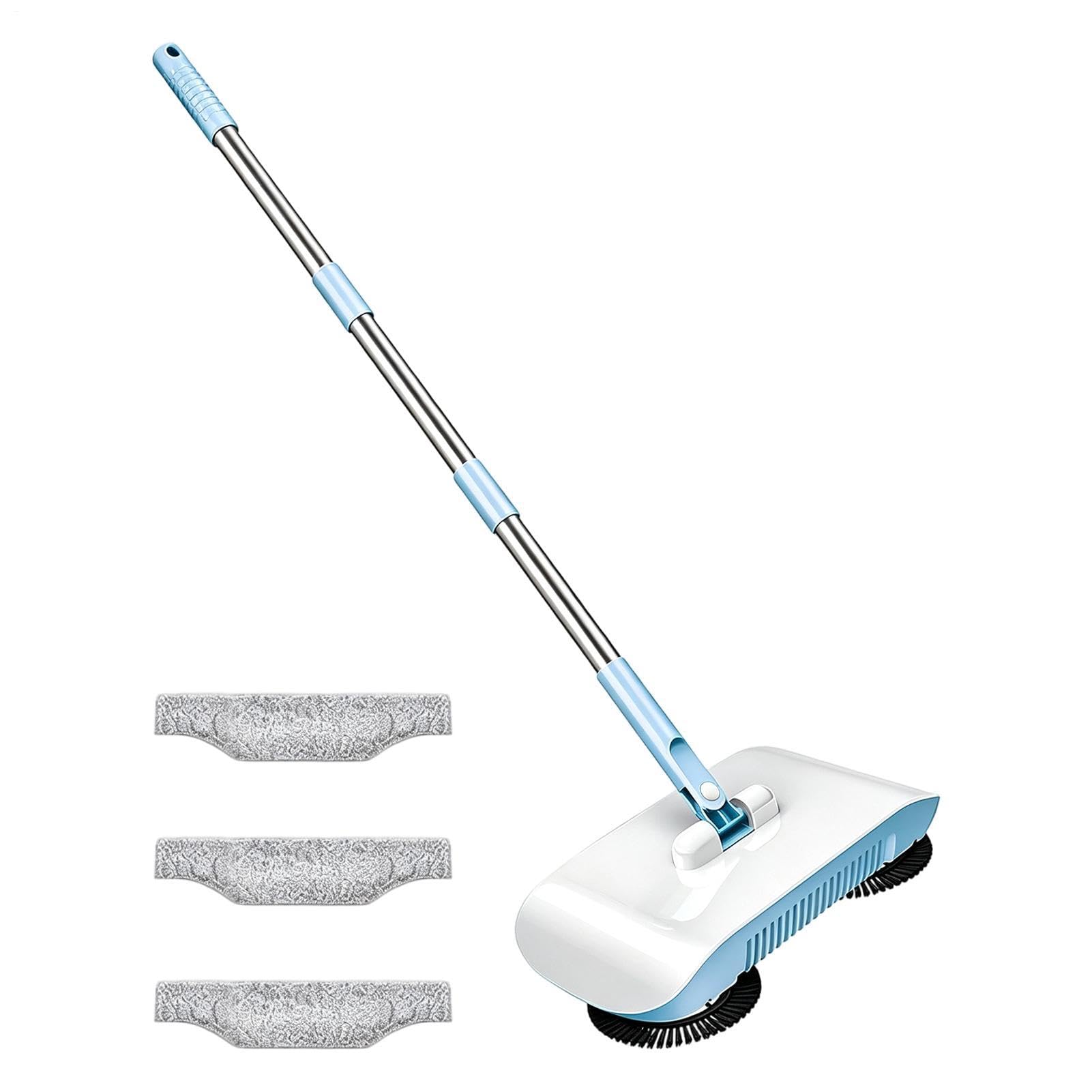 Trockener Staubfang, 180 Grad drehbarer Kopf und 3 Tücher, Handbesen | Manuelle Kehrmaschine und Besen für Haus, Küche, Bad, Wohnzimmer, Wohnung, Schlafzimmer und Büro