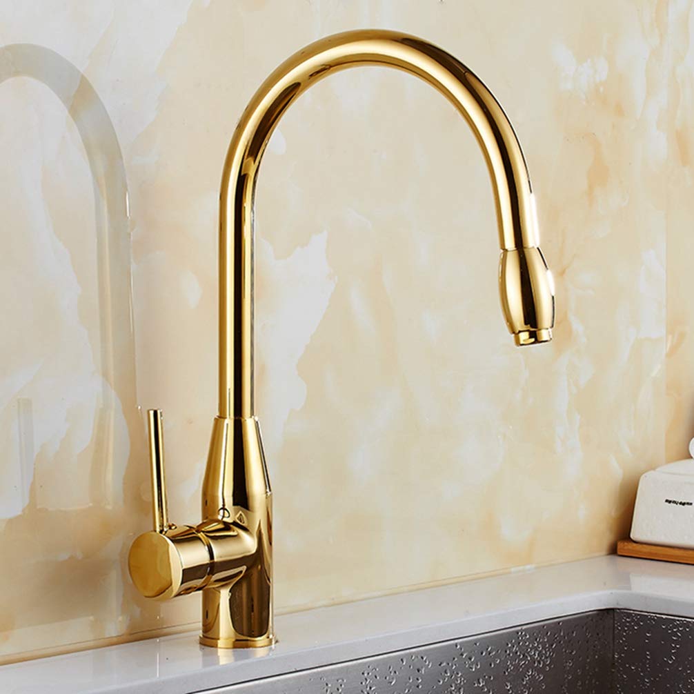 ZYCHSJXA Golden/Chrome Pull Out Kitchen Faucet Gold 360 Degree Swivel Sink Mixer Tap Torneira Cozinha,Golden