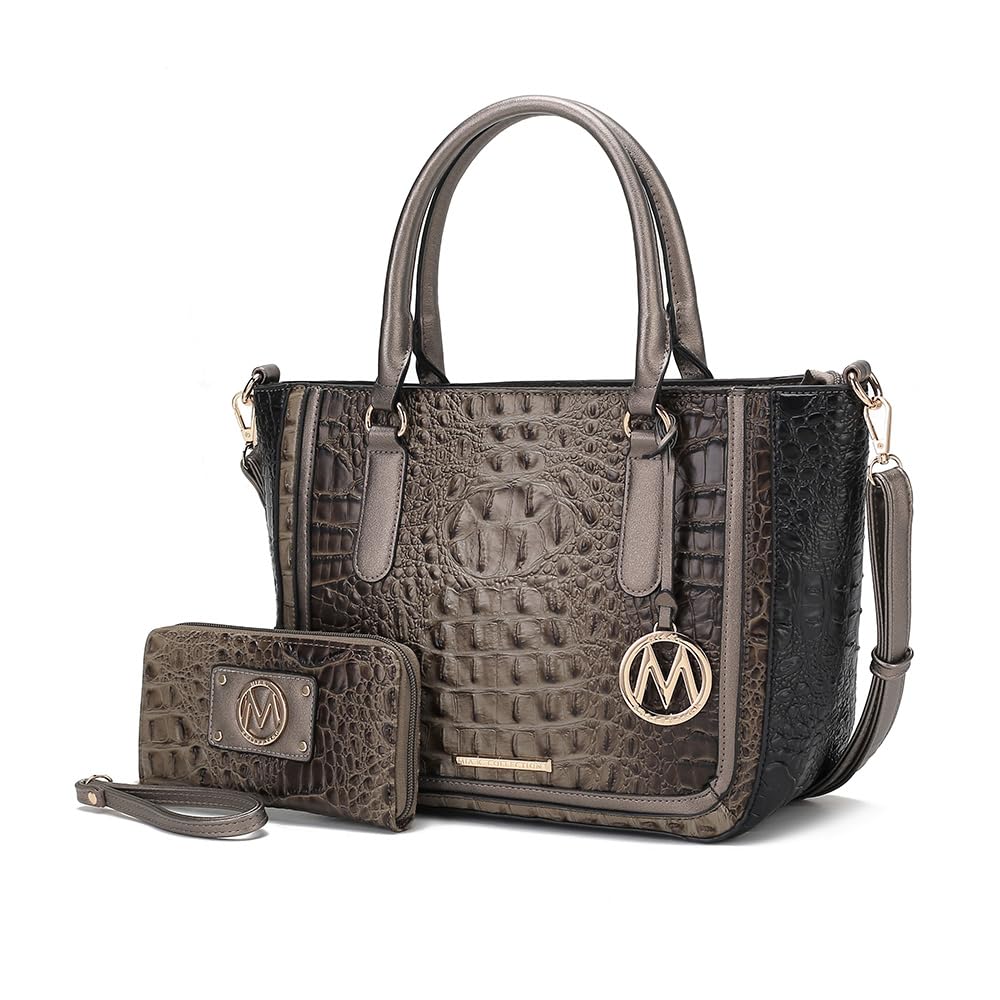 MKF Collection Satchel Bag for Women’s Crocodile Embossed Vegan leather Crossbody Tote Handbag Top-Handle Purse by Mia K