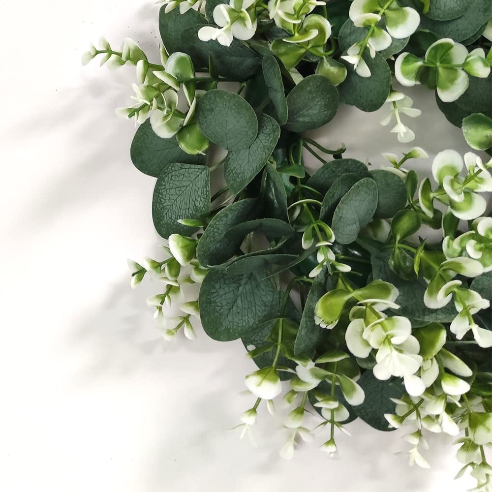Guirlande Artificielle Eucalyptus Séché, Couronne de Fleurs artificielles en Feuilles Vertes d'hortensia et d'eucalyptus for décoration de Mariage