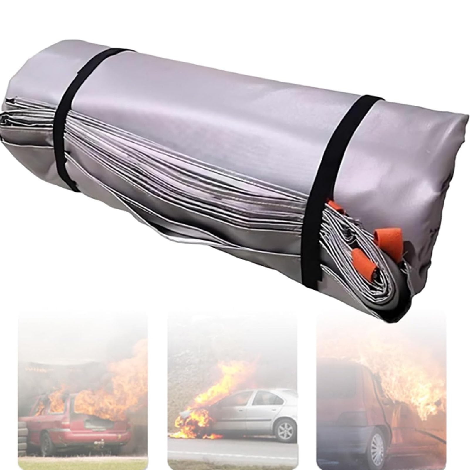 Oiyekntd Car Fire Blanket for Electric & Gas Vehicles, Fire Suppression Blanket, Silicone Emergency Firefighting Blanket with Carry Bag, for Home, Office & Caravan 3 * 4m/9.8 * 13.1ft