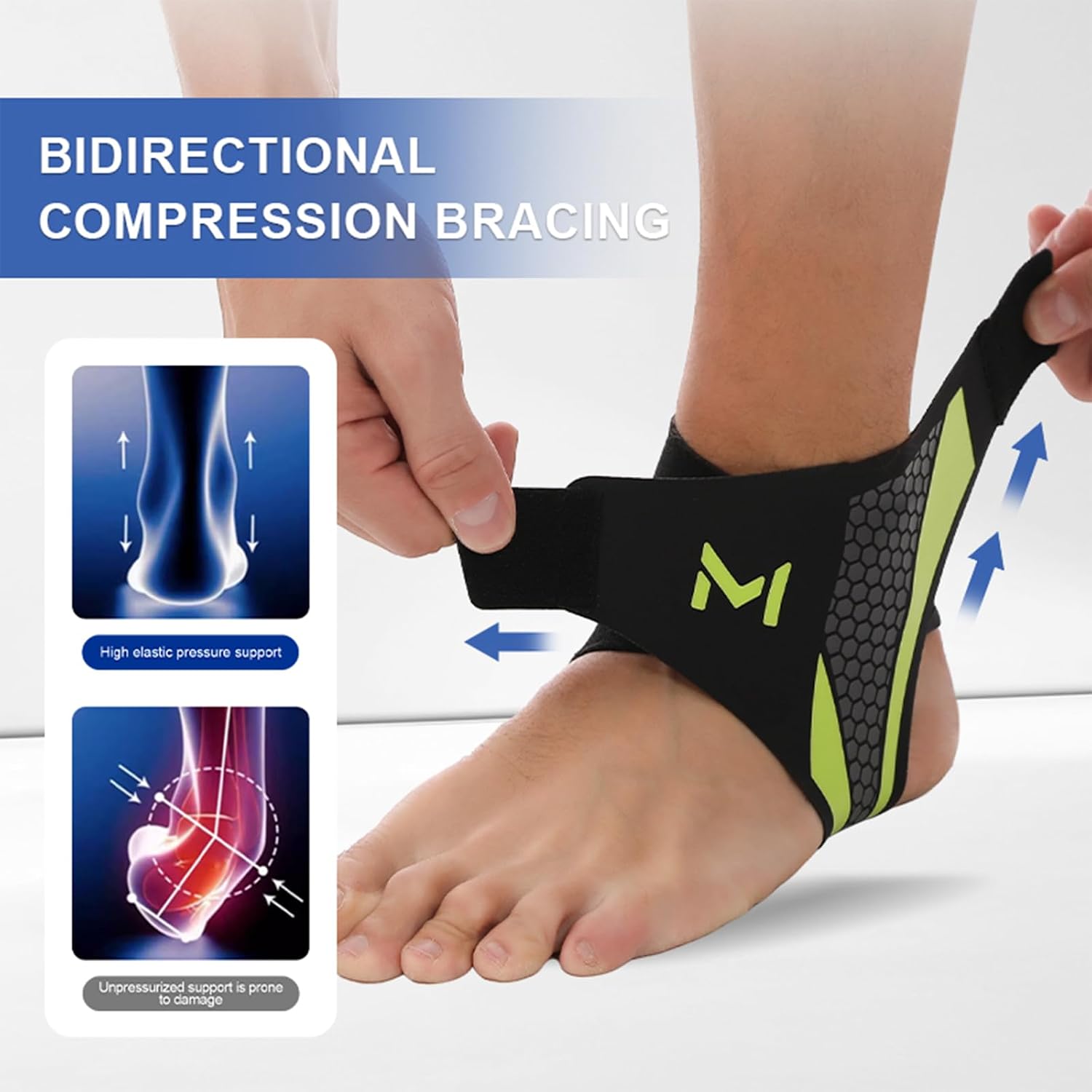 2 Pack Ankle Brace Compression Support for Men & Women – Adjustable Lace-Up Ankle Stabilizer with Straps, Breathable Sports Ankle Support for Running, Basketball, Gym, Daily Use