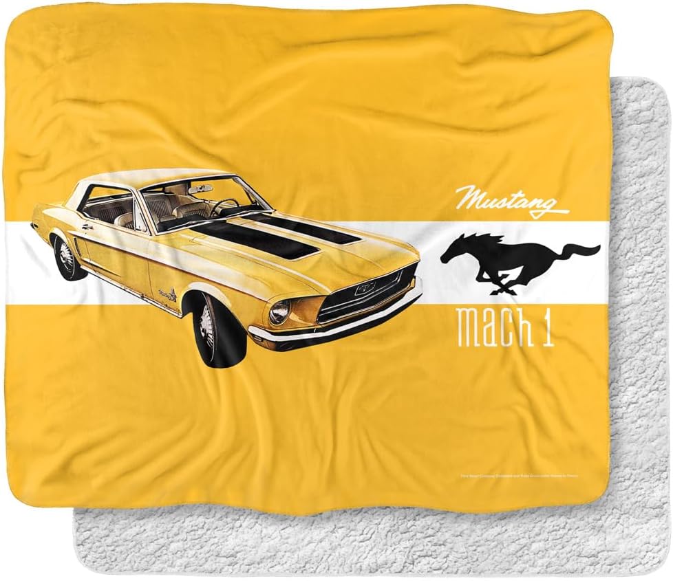 Ford Mustang Blanket, 50"x60", Mach 1 Silky Touch Sherpa Back Super Soft Throw Blanket