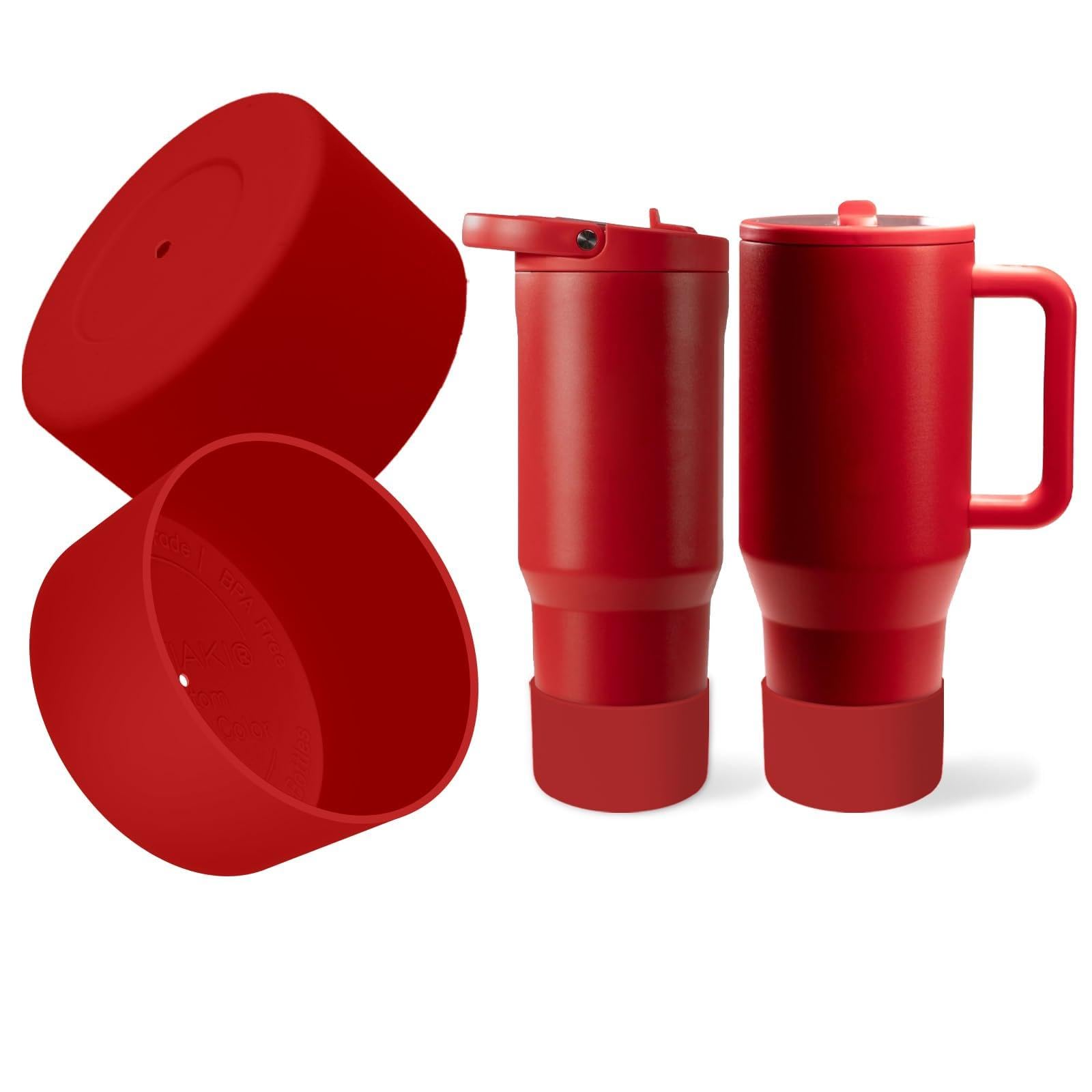 Kaitiaki 2PCS Silicone Boot for HydroJug Traveler 40oz & Sport 32oz, Protective Anti-Slip Bottom Sleeve for Hydrojug Stainless Steel Tumbler, Water Bottle Rubber Base Accessories BPA-Free (Alumni Red)